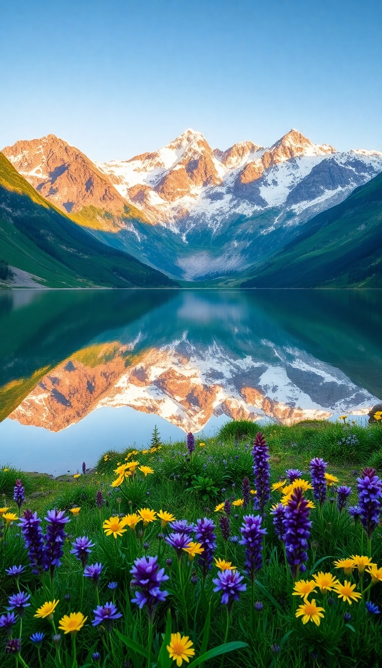 iPhone Polished AI Spring Mountain Reflection Luxury Background